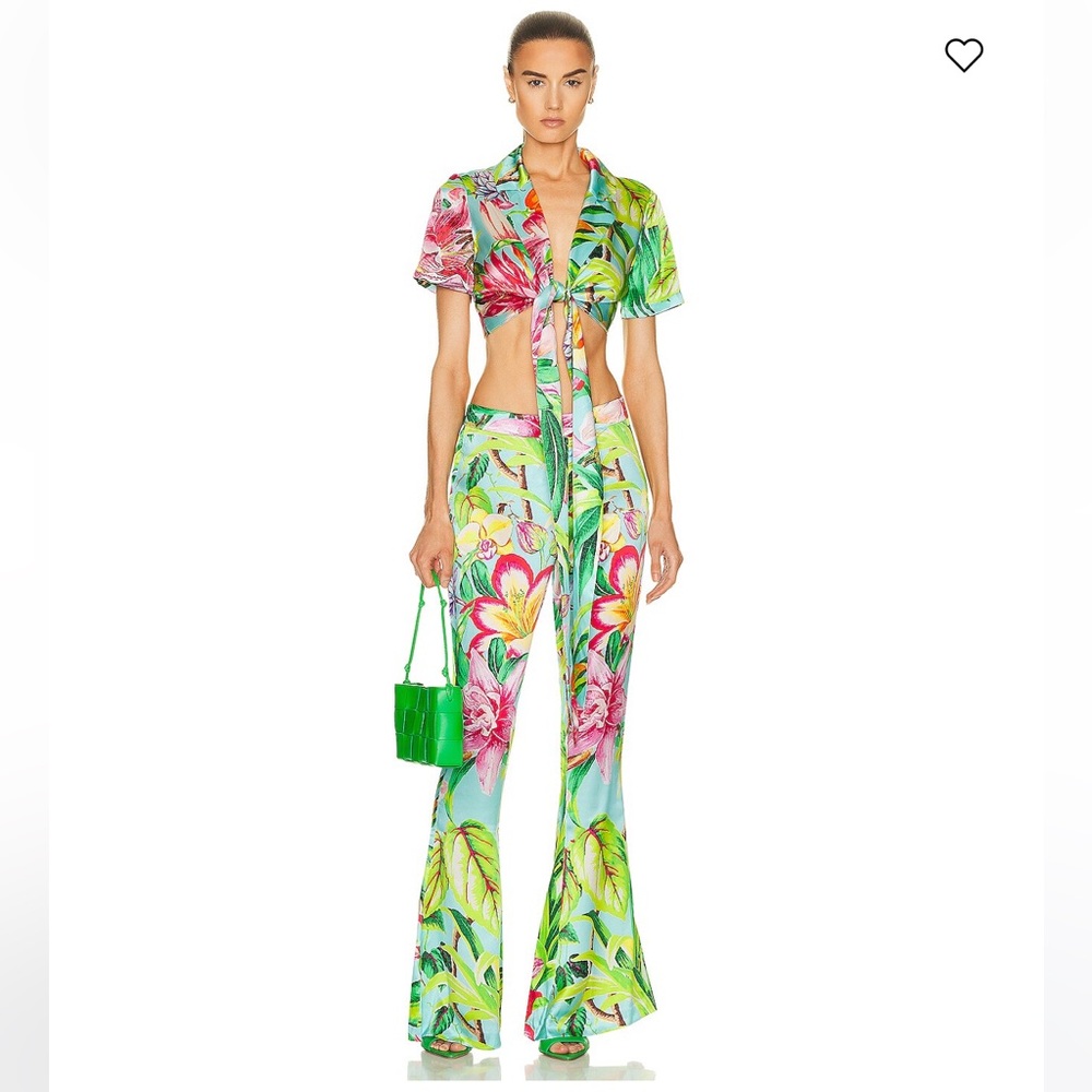 New ROCOCO SAND Lora Silk Tropical Floral Pants size XS